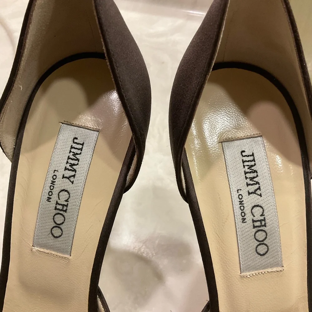 Jimmy Choo Bejeweled Brown Satin Pumps, Vintage, Excellent Condition, Sz 8.5/39 - Picture 6 of 16
